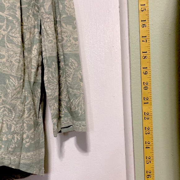 LUCKY BRAND Hi Low Long Sleeve Pullover Boho Green White Floral Top Womens Large - Picture 4 of 11